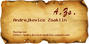 Andrejkovics Zsaklin névjegykártya